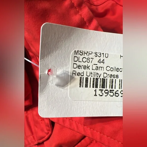 Derek Lam Collective Red Utility Dress Size 44 - (M)Button Down Midi NWT - Picture 2 of 7